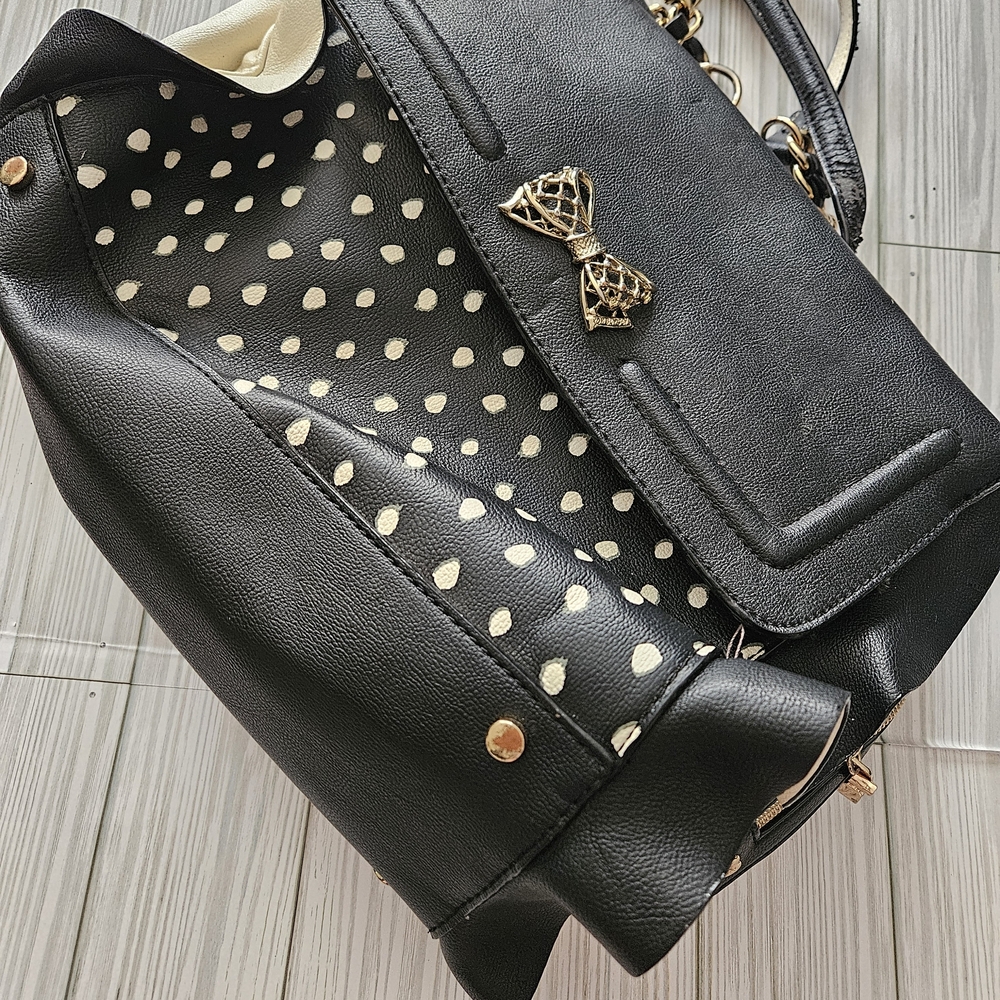 Elegant Black Polka Dot Women's Bag